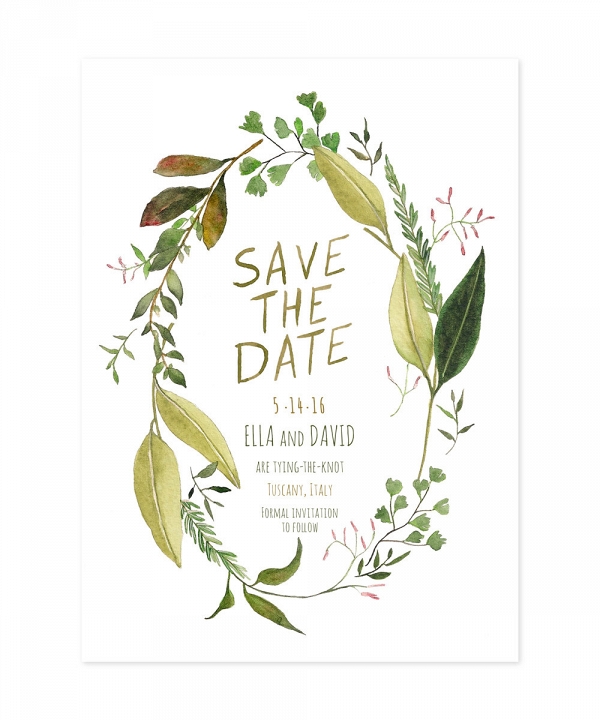 Watercolor Greenery Wedding Save the Date