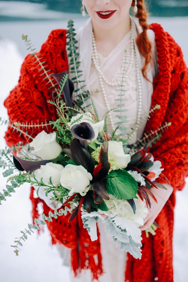 Burgundy and red vintage bridal bouquet