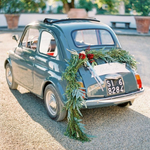 Vintage wedding getaway car