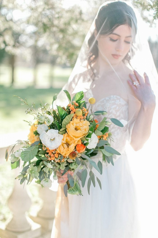 Orange and yellow bridal bouquet