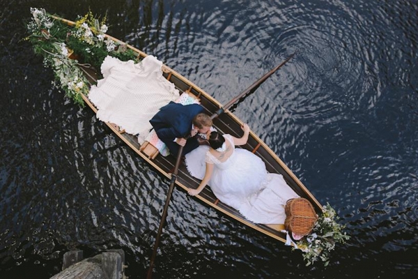 Vintage Row Boat Wedding Getaway