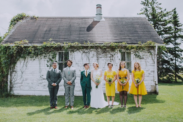Yellow and green bridal party
