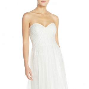 'Betts' Sequin Tulle Column Wedding Dress with Removable Spaghetti Straps