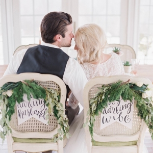 Calligraphed Husband & Wife Wedding Chair Signs // Photography - Shannon Duggan Photography