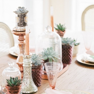 Rose Gold & Succulent Decorated Wedding Tablescape // Photography - Shannon Duggan Photography