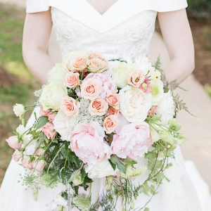 Oversized light peach bridal bouquet