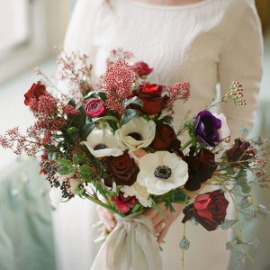 Red and purple bridal bouquet