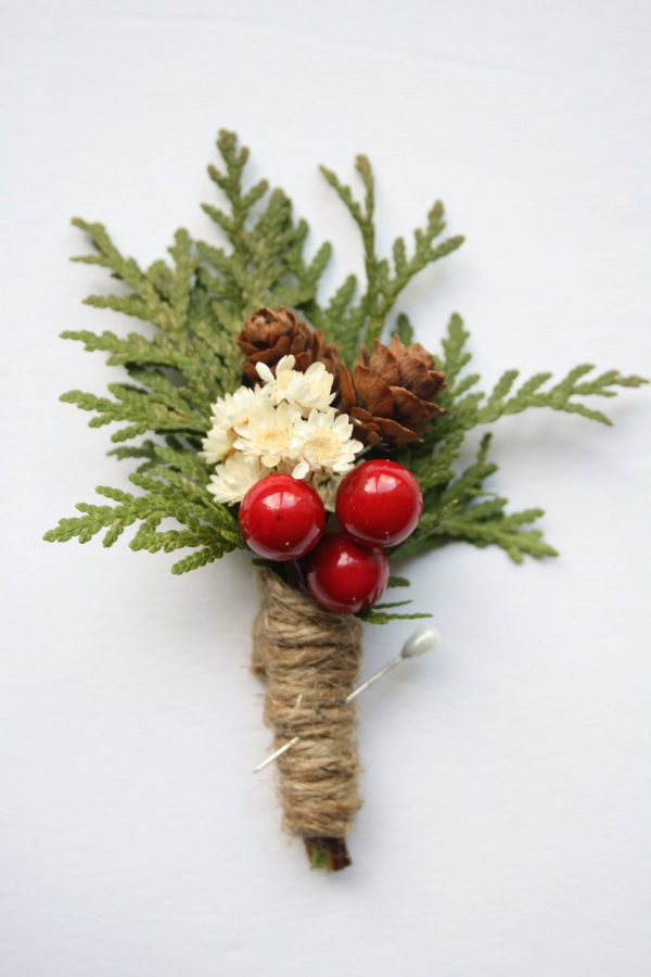 Christmas Berry Boutonniere