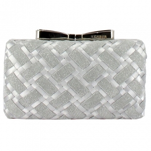Woven Box Bridal Clutch with Bow Clasp
