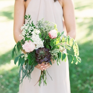 Purple Bridesmaid With Organic Bouquet