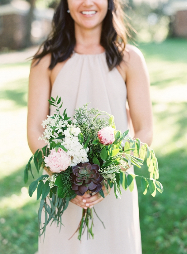 Purple Bridesmaid With Organic Bouquet