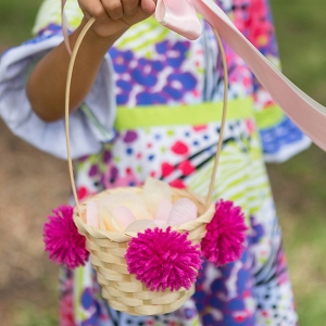 You Have To See These DIY Pom Pom Flower Girl Baskets