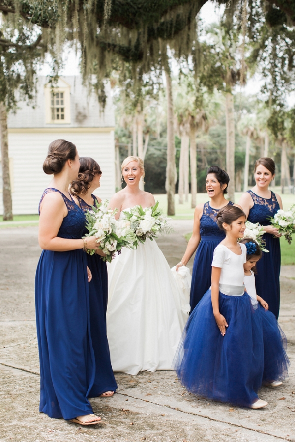 Florida Wedding At The Ribault Club Featuring Navy Bridesmaids Gowns