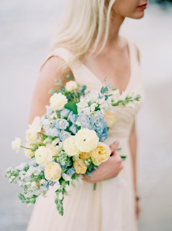 Soft Yellow Blue And Cream Bouquet