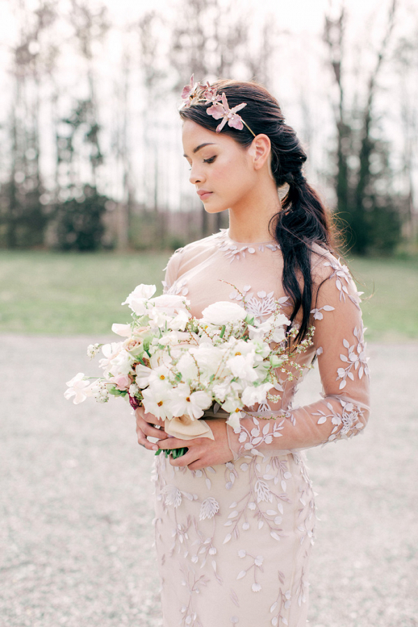 Bride In Lavender Embellished Wedding Dress