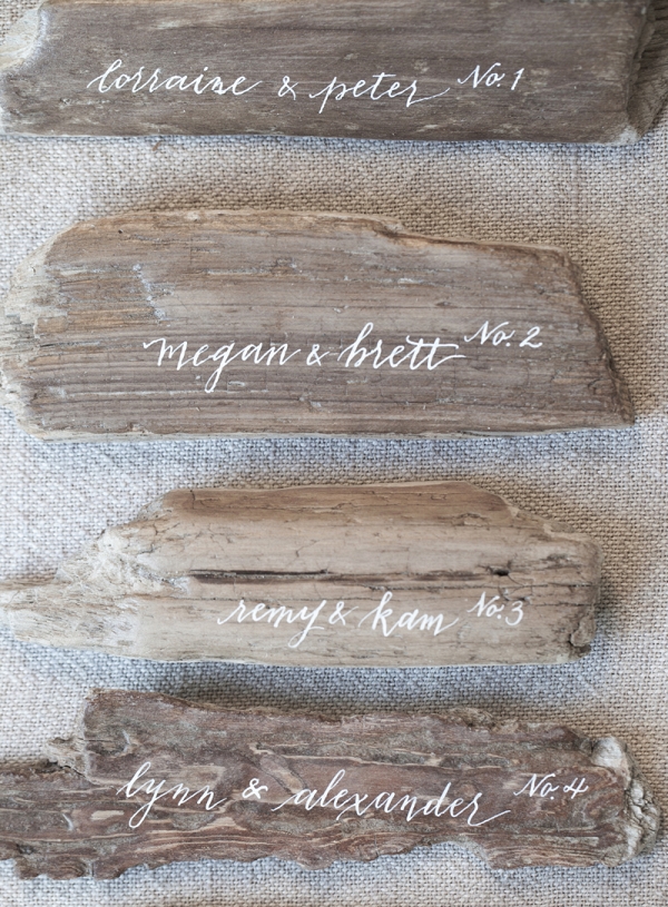 Rustic Calligraphy Driftwood Place Cards