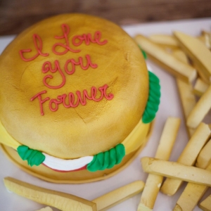 Burger and fries wedding cake