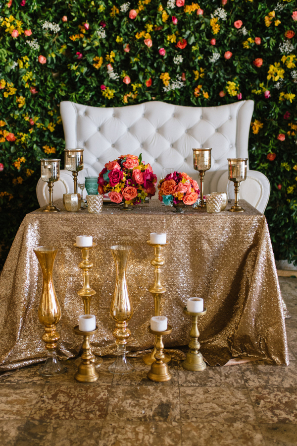 Colorful glam sweetheart table