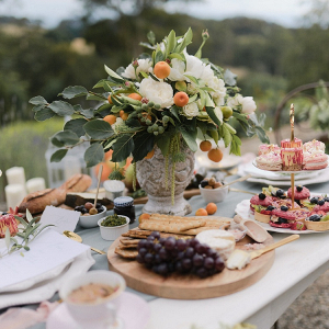 Casual French wedding reception table