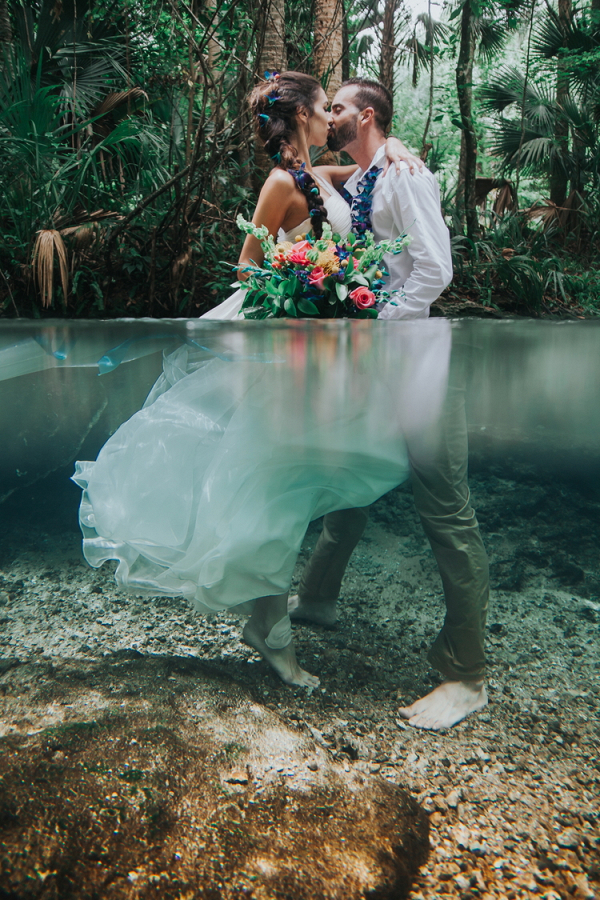 Underwater Wedding Inspiration with Bold Tropical Bouquet