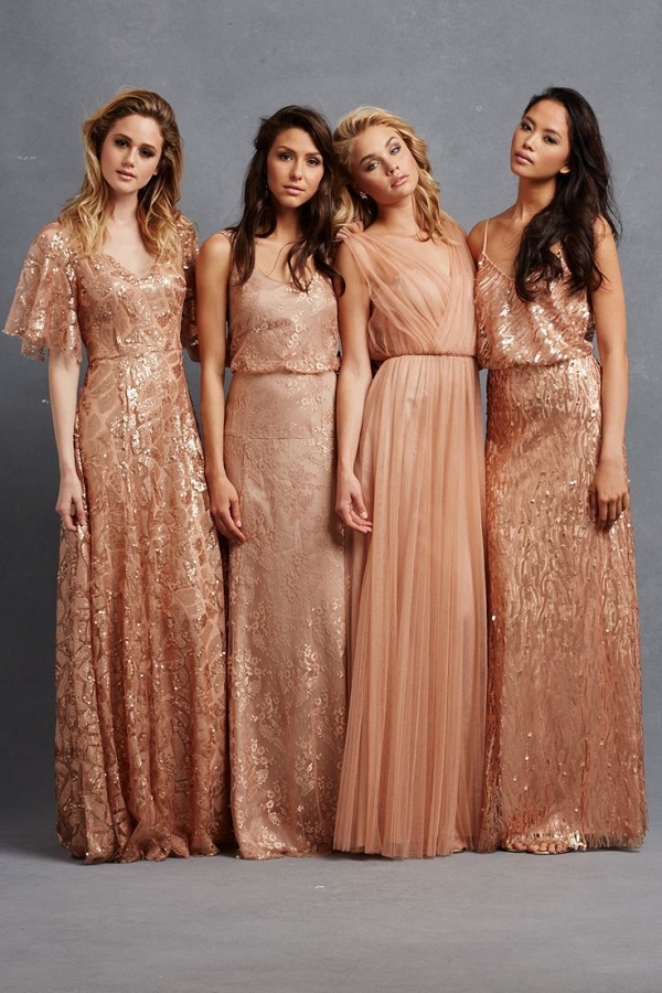 Rose Gold and Copper Bridesmaid Dresses by Donna Morgan