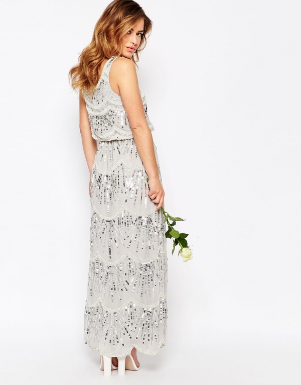 Layered Maxi Dress With All Over Embellishment found on Aisle Society