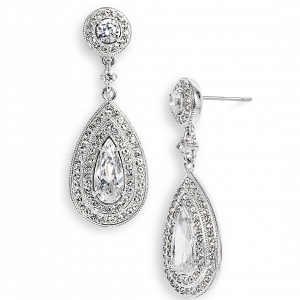 Pear shaped crystal bridal earrings by Nadri