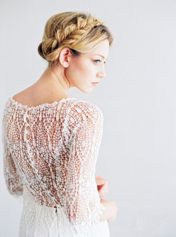 Lace back long sleeve wedding gown by Saint Isabel