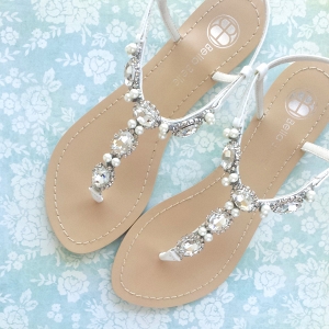 Embellished wedding sandals for beach brides or destination weddings by BellaBelle Shoes on Etsy