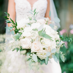 Classic white rose bridal bouquet
