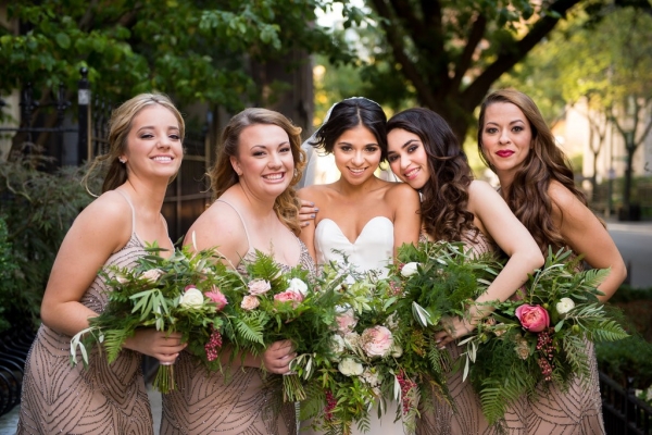 Bridesmaids in Adrianna Papell