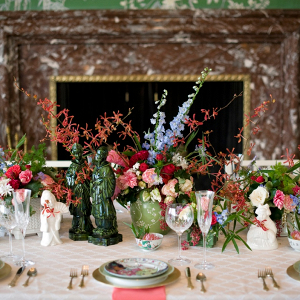 Pink and green centerpiece