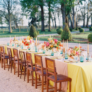Colorful outdoor wedding reception