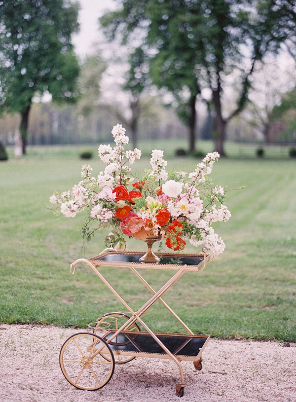 Bar cart floral arrangement