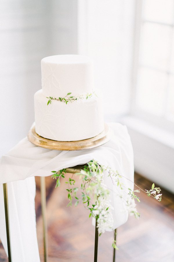 Small wedding cake with greenery