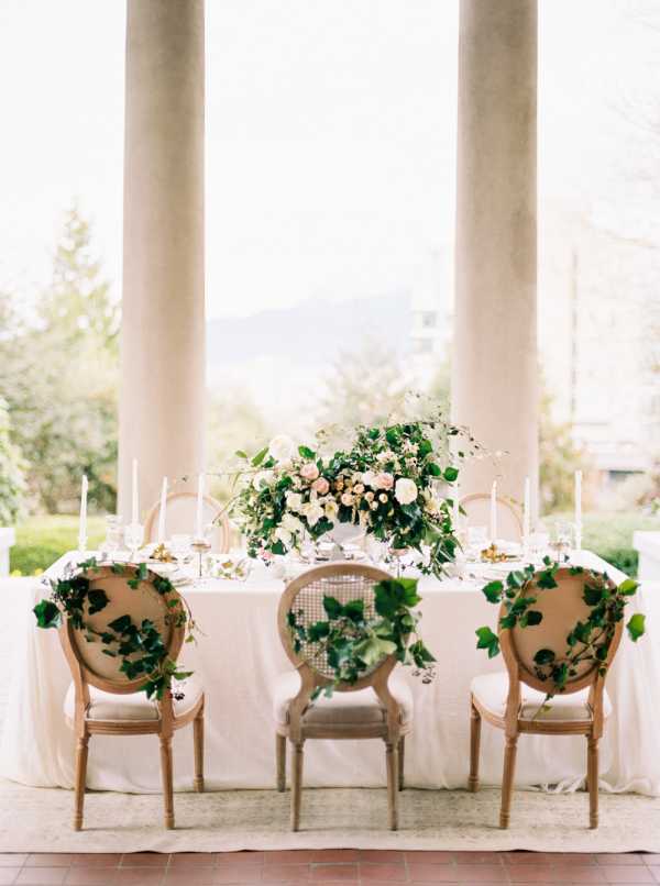 elegant greenery covered table on Elizabeth Anne Designs