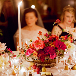 Magenta and coral centerpieces