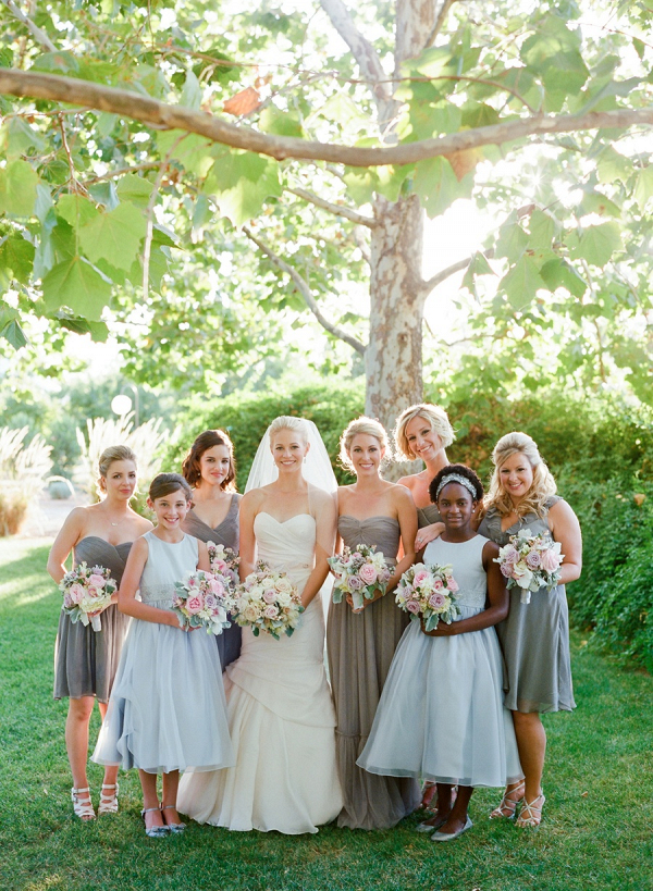 Gray and blue bridal party