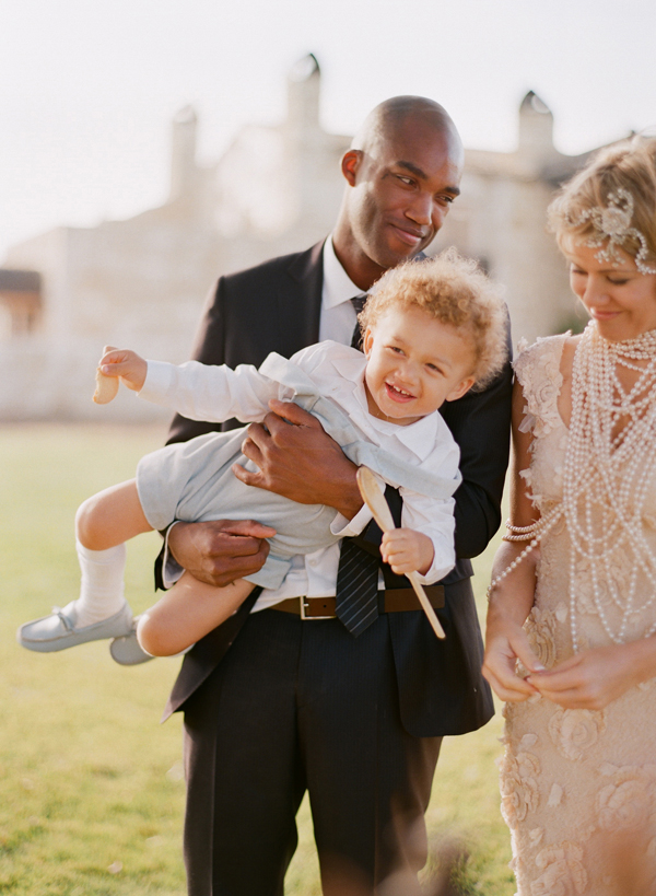 Bride and Groom with Son Ring Bearer