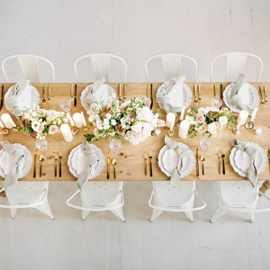Monochromatic natural wedding tablescape
