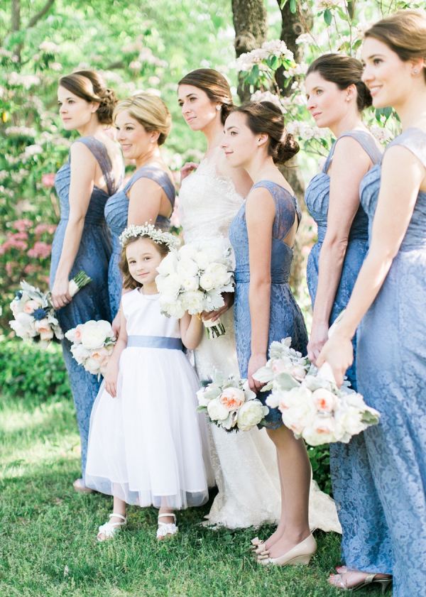 Blue lace bridesmaid dresses