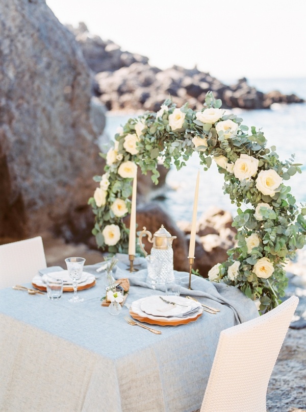 Romantic wedding table on the beach