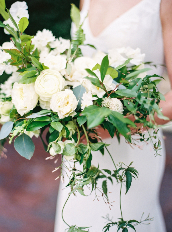 Classic white bridal bouquet with greenery