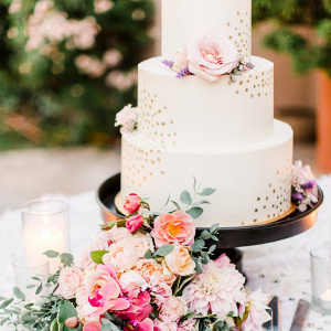 Gold polka dot wedding cake