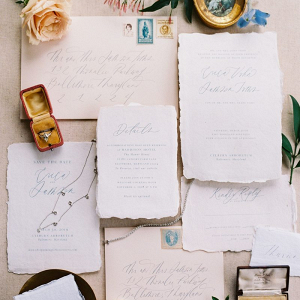 Antique french inspired wedding calligraphy invitations