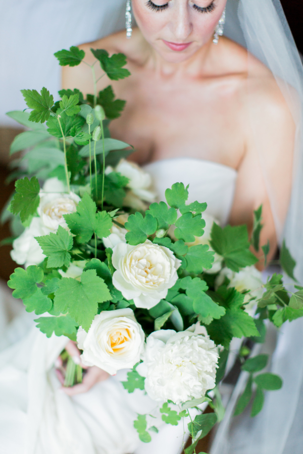 Large garden rose and greenery bouquet