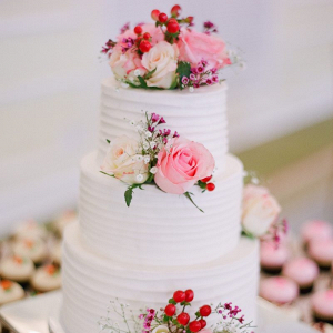 Classic red pink and white wedding cake