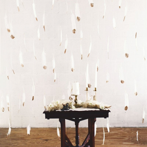 Hanging feather backdrop