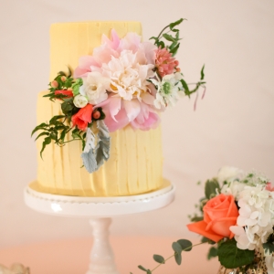 Yellow Wedding Cake with Flowers