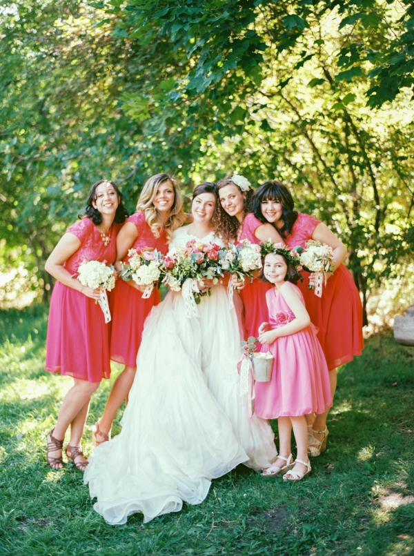 Bridesmaids in Shades of Pink